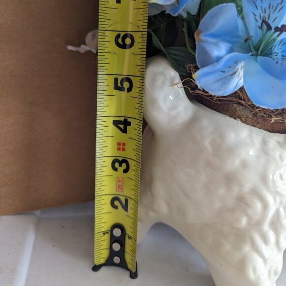 Vintage Playful Baby Lamb with Poke Dot Bow Tie Ceramic Planter Nursery Decor - Picture 10 of 11